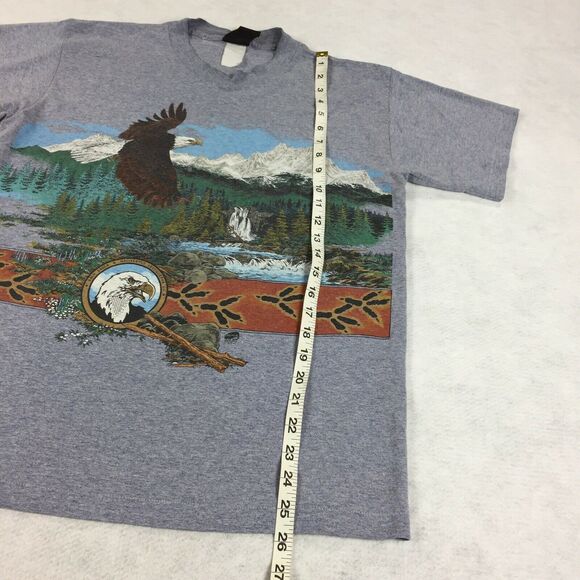 Vintage Single Stitch Image West Graphic T-Shirt Size Medium Gray Nature Eagle M - Picture 4 of 10